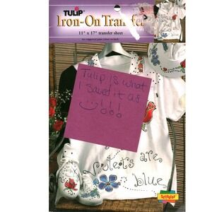 Vintage 1998 Tulip Iron-On Transfer Floral Roses Violets DIY Craft 11x17 Sheet